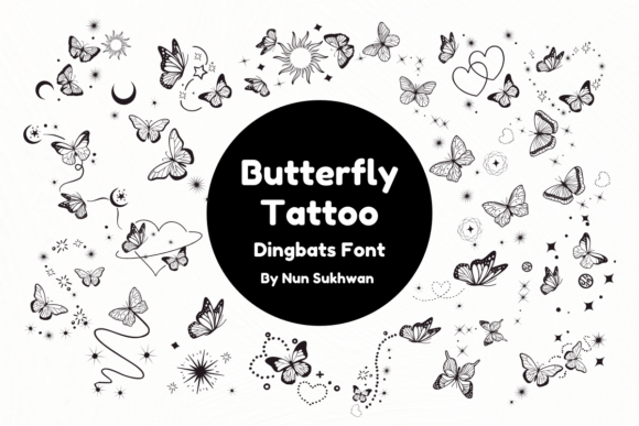 Butterfly Tattoo: A Whimsical Dingbat Font for Web Design