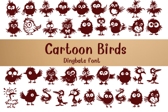 Cartoon Birds: A Sketched Dingbats Font for Crafters